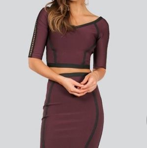 Two-piece crop skirt set.